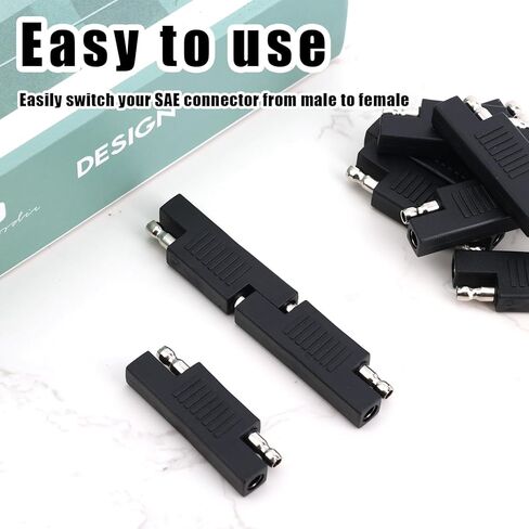 10pcs SAE Polarity Reverse Adapter, PVC Housing & Copper Core Quick Disconnect Connector for Solar Panel Battery Charger & Maintainer Universally for 12V/24V DC Systems (Black) in Kuwait