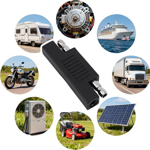 10pcs SAE Polarity Reverse Adapter, PVC Housing & Copper Core Quick Disconnect Connector for Solar Panel Battery Charger & Maintainer Universally for 12V/24V DC Systems (Black) in Kuwait