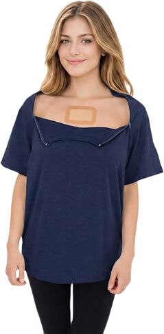 قميص USBD Premium Port Access Chemo Tshirt Recovery ثنائي الوصول، قميص مفتوح من الجانب in Kuwait