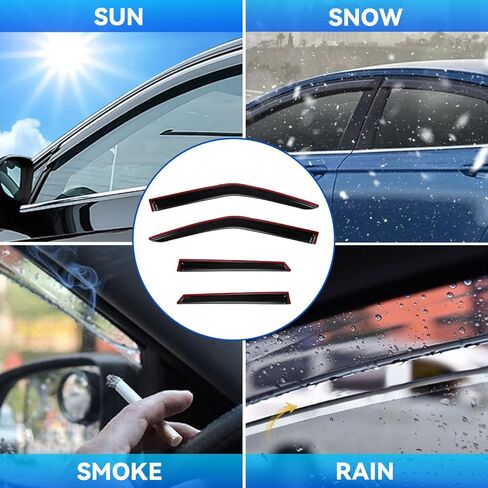 4pcs Front+Rear Smoke Tint Sun/Rain Guard Outside Mount Tape-On Vent Window Visors Compatible with 15-20 Escalade ESV Yukon XL Suburban in Kuwait