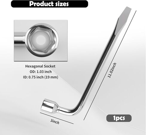 Aokdom L-Type 19mm Lug Wrench for Car,Dual-Head Heave Duty Lug Nut Wrench with Screwdriver/Pry Tool & Socket Wrenches,Universal Tire Lugs Wrenches Automotive Tools for Tire Repair in Saudi Arabia