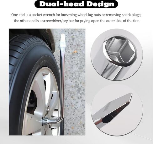 Aokdom L-Type 19mm Lug Wrench for Car,Dual-Head Heave Duty Lug Nut Wrench with Screwdriver/Pry Tool & Socket Wrenches,Universal Tire Lugs Wrenches Automotive Tools for Tire Repair in Saudi Arabia