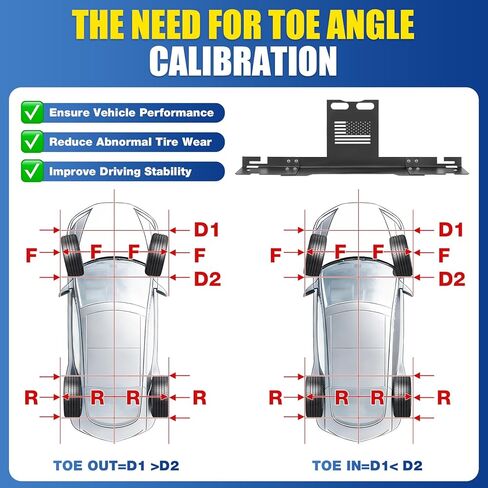 أداة محاذاة العجلات مع شريطين قياس قطعتين من لوحات أدوات محاذاة أصابع القدم، أداة محاذاة الحدبة للسيارات والشاحنات وسيارات الدفع الرباعي وإصلاح الإطارات RV للاستخدام المنزلي وأدوات السيارات in Kuwait
