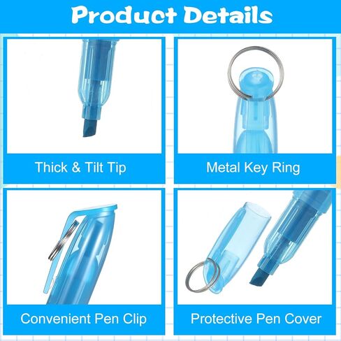 150 Pcs Mini Highlighters Assorted Colors with Key Ring Christmas Gifts Highlighter Markers Mini Pens for Nurses Smooth Liquid pen Badge Teachers Children Study (6 Colors) in Kuwait