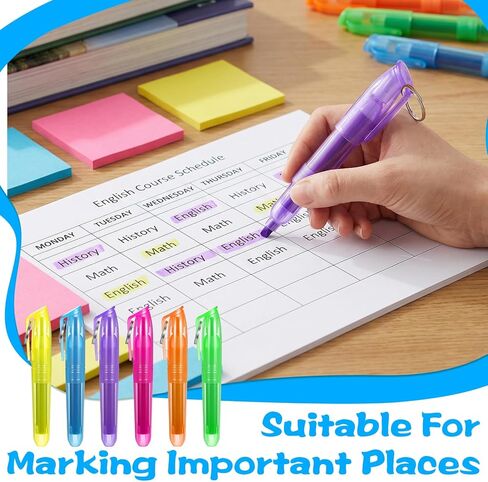 150 Pcs Mini Highlighters Assorted Colors with Key Ring Christmas Gifts Highlighter Markers Mini Pens for Nurses Smooth Liquid pen Badge Teachers Children Study (6 Colors) in Kuwait