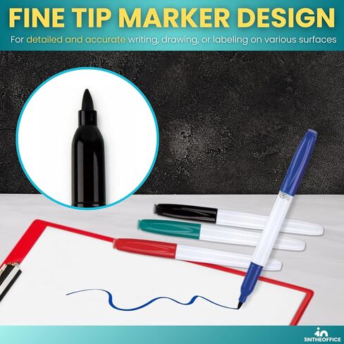 1InTheOffice Dry Erase Markers, Fine Tip, Assorted Colors (Black, Blue, Green, Red), 8 Pcs in Saudi Arabia
