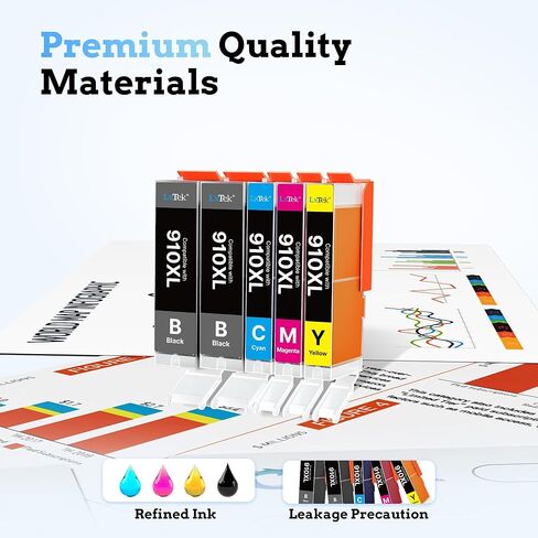 خراطيش حبر LxTek 910XL لاستبدال طابعات HP لحزمة كومبو خراطيش الحبر HP 910XL HP910XL/910 Multipack XL Color لطابعة OfficeJet 8010 8015 8018 8022 Pro 8020 8025 8028 8035 (5 عبوات) in Saudi Arabia