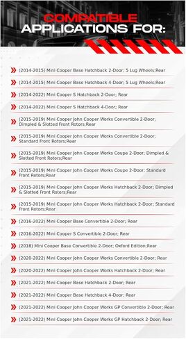 مجموعة الفرامل الخلفية R1 Concepts لسيارة ميني كوبر 2014-2022| دوارات الفرامل المشقوقة المحفورة| مجموعة وسادات الفرامل والدوارات شبه المعدنية in Saudi Arabia