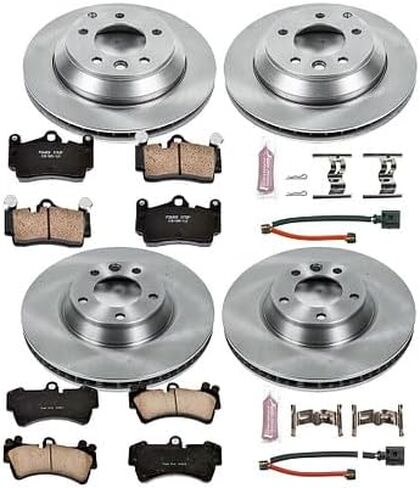 Power Stop KOE4500 Autospecialty Front and Rear Replacement Brake Kit-OE Brake Rotors & Ceramic Brake Pads and 2 Front & 2 Rear Sensor Wires For Q7, Cayenne, Cayenne, VW Touareg [Model Specific] in Saudi Arabia