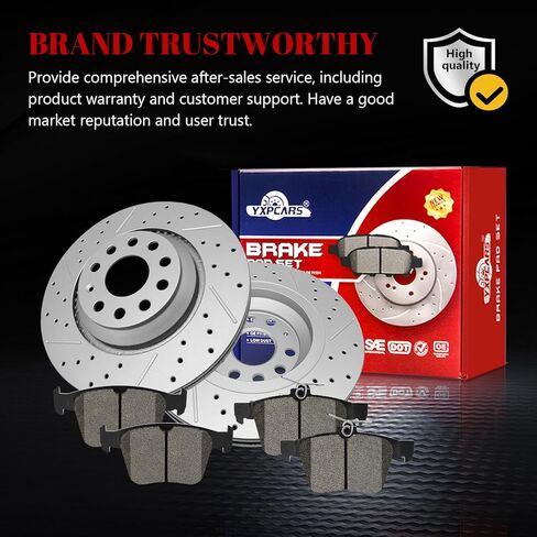 وسادة الفرامل الخلفية السيراميكية والدوارات المحفورة ذات فتحات تهوية بديلة لسيارات Volkswagen Arteon 2019-2023/ Atlas Cross Sport 2020 2021 2022/ Atlas 2018-2022/ Golf R 2015 2016 2017-2019 in Kuwait