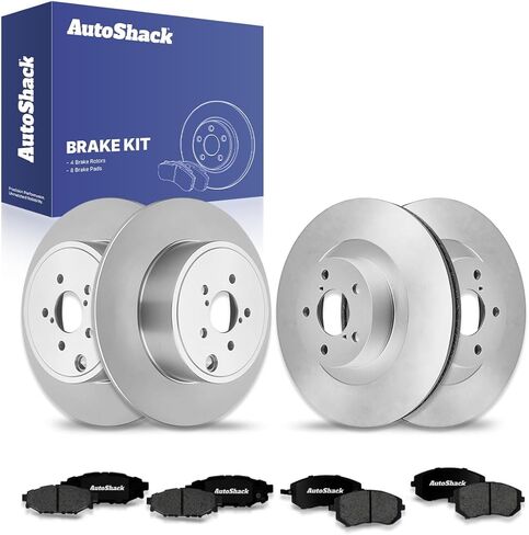 قطع غيار دوارات الفرامل الأمامية والخلفية المحفورة والمشقوقة من AutoShack لسوبارو فورستر امبريزا 2010-2012 Outback Legacy 2013 WRX E-Coated 12-PC طقم فرامل ShadowGuard in Saudi Arabia