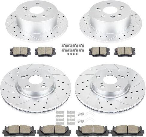 دوارات الفرامل الأمامية والخلفية المحفورة والمشقوقة طقم فرامل سيراميك بديلة لتويوتا أفالون 2008 - 2012 كامري 2007 - 2011 لكزس ES350 2007 - 2012 in Kuwait