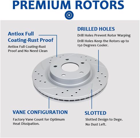دوارات الفرامل الأمامية والخلفية المحفورة والمشقوقة طقم فرامل سيراميك بديلة لتويوتا أفالون 2008 - 2012 كامري 2007 - 2011 لكزس ES350 2007 - 2012 in Kuwait