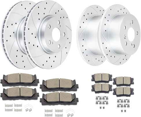 دوارات الفرامل الأمامية والخلفية المحفورة والمشقوقة طقم فرامل سيراميك بديلة لتويوتا أفالون 2008 - 2012 كامري 2007 - 2011 لكزس ES350 2007 - 2012 in Kuwait