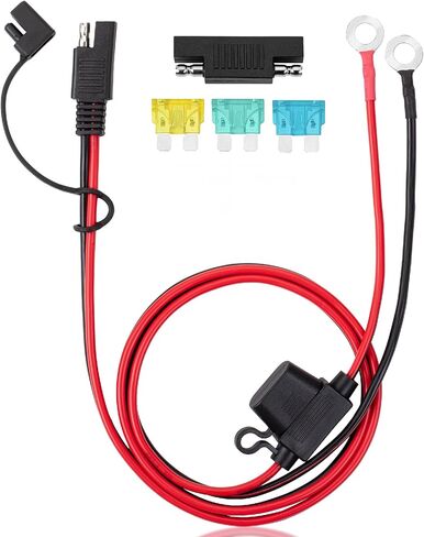 Bates- SAE Battery Connector, 3.3 FT, 10 AWG, SAE to O-Ring Harness with Protection Fuses & Polarity Reverse Adapter, 2-Pin Connector for Chargers, Maintainers, Solar Panels & Motorcycles in Saudi Arabia