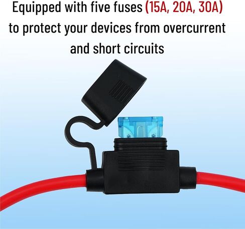 Bates- SAE Battery Connector, 3.3 FT, 10 AWG, SAE to O-Ring Harness with Protection Fuses & Polarity Reverse Adapter, 2-Pin Connector for Chargers, Maintainers, Solar Panels & Motorcycles in Saudi Arabia