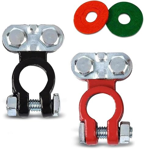 2 PCS Power Post Terminal Connector, Positive and Negative Poles Top Post Terminal Clip, Quick Disconnect Pure Copper Terminals with Insulating Washers, Universal for Cars Boats (Silver) in Kuwait