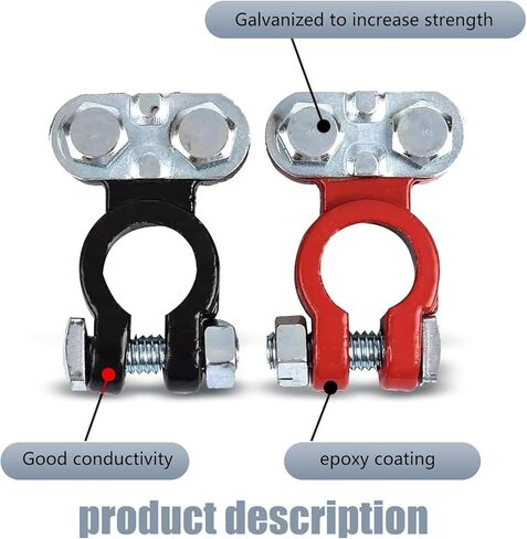 2 PCS Power Post Terminal Connector, Positive and Negative Poles Top Post Terminal Clip, Quick Disconnect Pure Copper Terminals with Insulating Washers, Universal for Cars Boats (Silver) in Kuwait