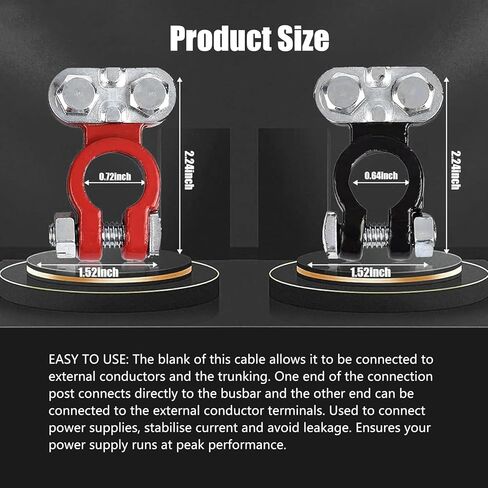 2 PCS Power Post Terminal Connector, Positive and Negative Poles Top Post Terminal Clip, Quick Disconnect Pure Copper Terminals with Insulating Washers, Universal for Cars Boats (Silver) in Kuwait