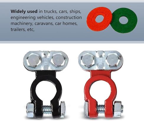 2 PCS Power Post Terminal Connector, Positive and Negative Poles Top Post Terminal Clip, Quick Disconnect Pure Copper Terminals with Insulating Washers, Universal for Cars Boats (Silver) in Kuwait