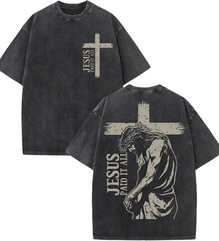 Men's Washed Cotton T-Shirt Heavyweight Oversized Retro Streetwear Graphic Distressed Vintage Tee in Saudi Arabia