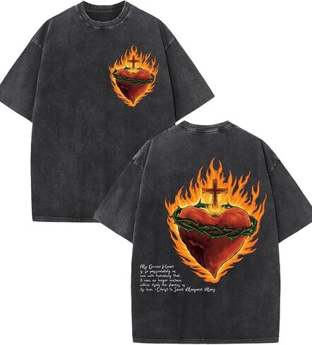 Men's Washed Cotton T-Shirt Heavyweight Oversized Retro Streetwear Graphic Distressed Vintage Tee in Saudi Arabia