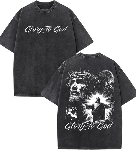 Men's Washed Cotton T-Shirt Heavyweight Oversized Retro Streetwear Graphic Distressed Vintage Tee in Saudi Arabia