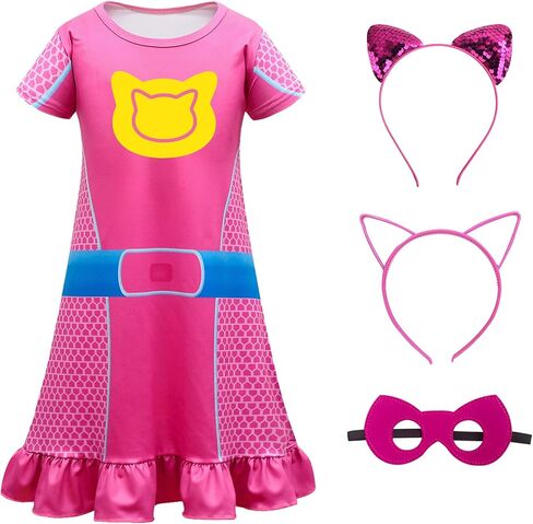 فستان البطل الخارق، فستان الأميرة بأكمام قصيرة، عصابات رأس وقناع لعيد الميلاد والهالوين والكريسماس لعمر 4-8 سنوات in Kuwait