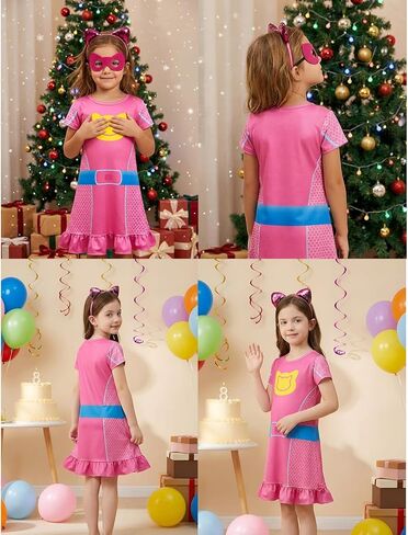 فستان البطل الخارق، فستان الأميرة بأكمام قصيرة، عصابات رأس وقناع لعيد الميلاد والهالوين والكريسماس لعمر 4-8 سنوات in Kuwait