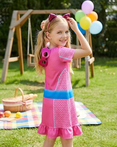 فستان البطل الخارق، فستان الأميرة بأكمام قصيرة، عصابات رأس وقناع لعيد الميلاد والهالوين والكريسماس لعمر 4-8 سنوات in Kuwait