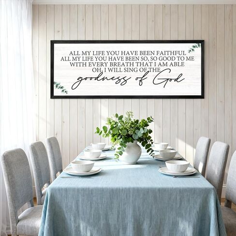 Goodness of God Framed Wall Art, 40''×15'' Positive Religious Long Natural Bible Verse for Christian God Jesus Christ Prayer, Vintage Rustic Holy Catholic Scripture Decor Black in Saudi Arabia