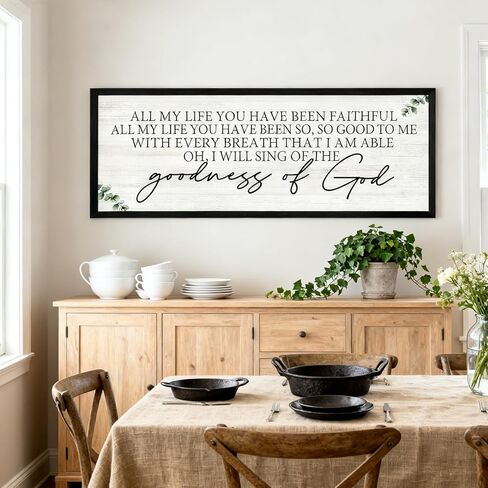 Goodness of God Framed Wall Art, 40''×15'' Positive Religious Long Natural Bible Verse for Christian God Jesus Christ Prayer, Vintage Rustic Holy Catholic Scripture Decor Black in Saudi Arabia