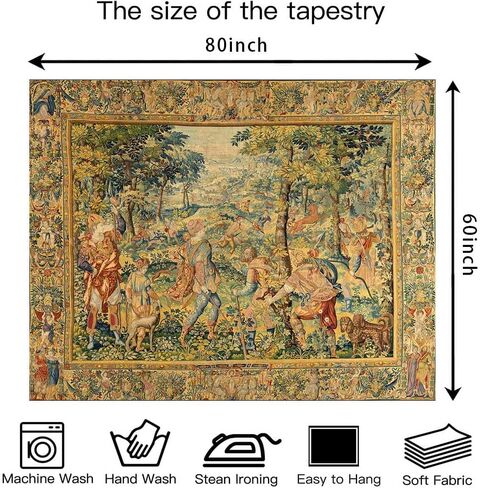 LATETOMT Medieval Tapestry Wall Hanging, 60x44in Medieval Wall Tapestry with Renaissance Hunting Scene, Vintage Polyester Wall Art for Living Room Bedroom Dorm LTMTAYW444 in Saudi Arabia