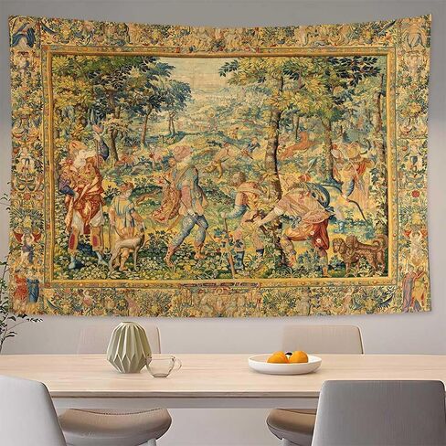 LATETOMT Medieval Tapestry Wall Hanging, 60x44in Medieval Wall Tapestry with Renaissance Hunting Scene, Vintage Polyester Wall Art for Living Room Bedroom Dorm LTMTAYW444 in Saudi Arabia