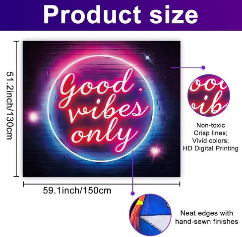 WEBEEDY Blacklight نسيج جيد المشاعر فقط النيون نسيج ملهمة اقتباس بطانية الجدار شنقا الفن لغرفة النوم غرفة المعيشة النوم مكتب خلفية الحزب، 59x51 بوصة / 150x130 سم in Saudi Arabia