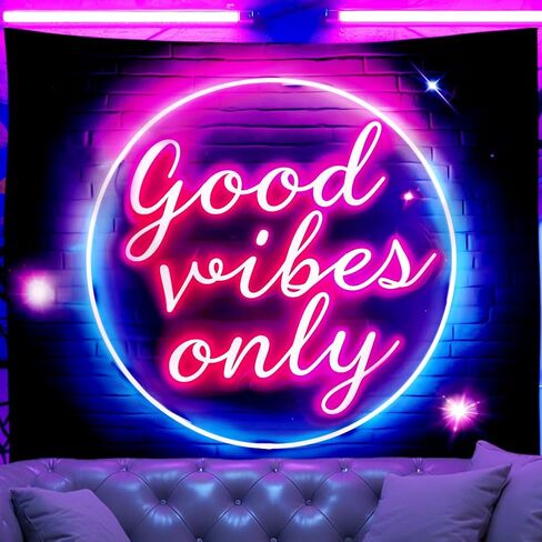 WEBEEDY Blacklight نسيج جيد المشاعر فقط النيون نسيج ملهمة اقتباس بطانية الجدار شنقا الفن لغرفة النوم غرفة المعيشة النوم مكتب خلفية الحزب، 59x51 بوصة / 150x130 سم in Saudi Arabia