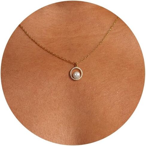 قلادة صليب للنساء: قلادة داينتي 14 قيراط من الذهب/الفضة/الذهب الوردي على شكل تاج مستدير، قلادة عصرية صغيرة مكعبة الزركونيوم، قلادة متقاطعة للنساء in Kuwait