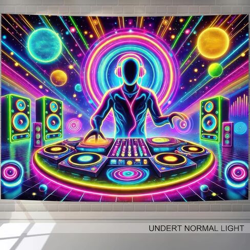 نسيج بإضاءة خلفية من BlissYard 78 * 59 DJ خلفية للحفلات، نسيج يتوهج في الظلام، جدار فلوري معلق لغرفة النوم وغرفة المعيشة وديكور ضوء أسود ثلاثي in Kuwait