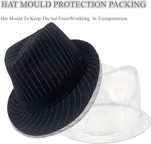 2 Pack 1920S Gangster Mob Boss Costume Pinstripe Fedora Hat Men Women(Black/Black) in Kuwait