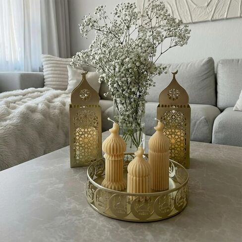 Lyrow 3 قطع شموع رمضان مبارك معطرة من شموع الصويا لديكور المنزل الإسلامي الإسلامي ومسجد رمضان على شكل شموع صغيرة على شكل عمود هدية للإسلام وعيد المسلمين وديكورات المنزل، 3 تصميمات in Kuwait