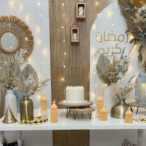 Lyrow 3 قطع شموع رمضان مبارك معطرة من شموع الصويا لديكور المنزل الإسلامي الإسلامي ومسجد رمضان على شكل شموع صغيرة على شكل عمود هدية للإسلام وعيد المسلمين وديكورات المنزل، 3 تصميمات in Kuwait