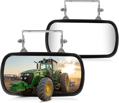 Tractor Convex Mirror - PSLER Truck Mirrors Stainless Steel Mirror Rear View Mirror Rectangular Side Outdoor Mirror for Kubota, Forklift, Tractor, Truck, Bus, Boat (2 PCS) in Saudi Arabia