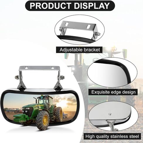 Tractor Convex Mirror - PSLER Truck Mirrors Stainless Steel Mirror Rear View Mirror Rectangular Side Outdoor Mirror for Kubota, Forklift, Tractor, Truck, Bus, Boat (2 PCS) in Saudi Arabia
