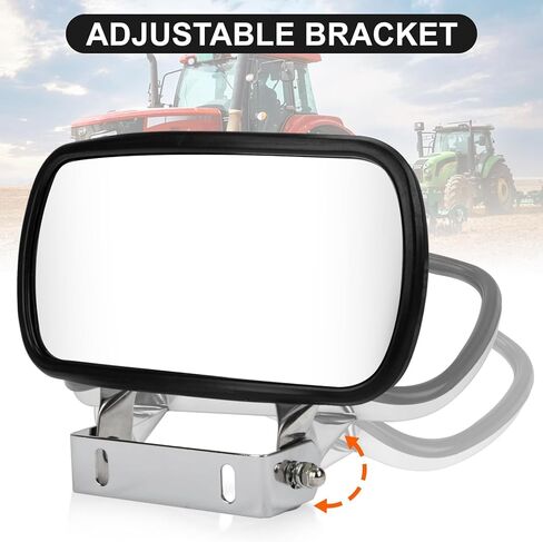 Tractor Convex Mirror - PSLER Truck Mirrors Stainless Steel Mirror Rear View Mirror Rectangular Side Outdoor Mirror for Kubota, Forklift, Tractor, Truck, Bus, Boat (2 PCS) in Saudi Arabia