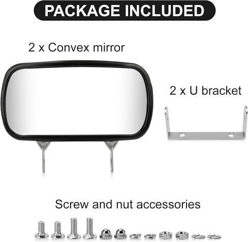 Tractor Convex Mirror - PSLER Truck Mirrors Stainless Steel Mirror Rear View Mirror Rectangular Side Outdoor Mirror for Kubota, Forklift, Tractor, Truck, Bus, Boat (2 PCS) in Saudi Arabia