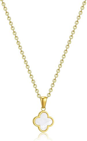 Clover Necklace for Women 18K Gold Plated Four Leaf Clover Pendant Necklaces Lucky Jewelry Gifts for Women in Saudi Arabia