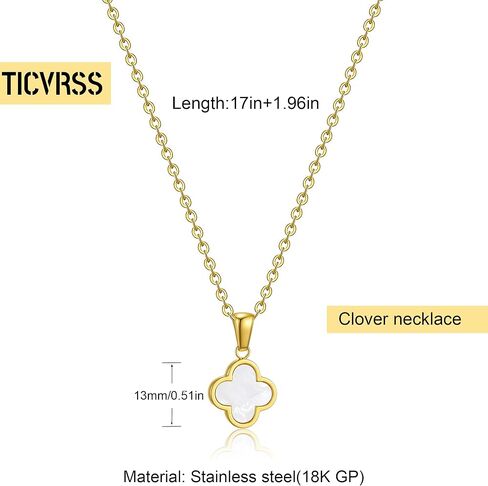 Clover Necklace for Women 18K Gold Plated Four Leaf Clover Pendant Necklaces Lucky Jewelry Gifts for Women in Saudi Arabia
