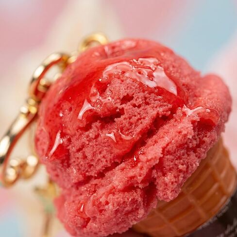Cute Bag Charms - 3D Realistic Strawberry Pink Ice Cream Cone Keychain, Kawaii Aesthetic Purse Key Ring Gift in Saudi Arabia