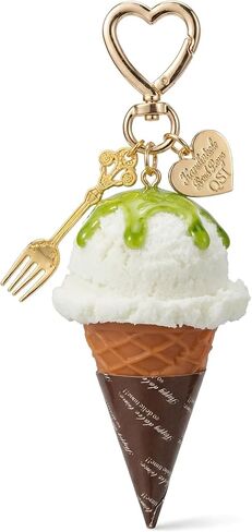 Cute Bag Charms - 3D Realistic Strawberry Pink Ice Cream Cone Keychain, Kawaii Aesthetic Purse Key Ring Gift in Saudi Arabia