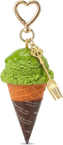 Cute Bag Charms - 3D Realistic Strawberry Pink Ice Cream Cone Keychain, Kawaii Aesthetic Purse Key Ring Gift in Saudi Arabia
